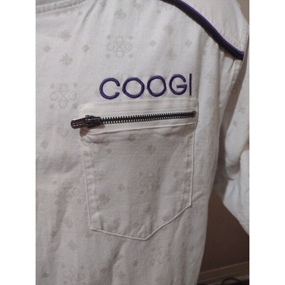 COOGI Shirt Men XL Short Sleeve T-Shirt Graphic Logo Zipper Pocket White Cotton - Picture 4 of 13